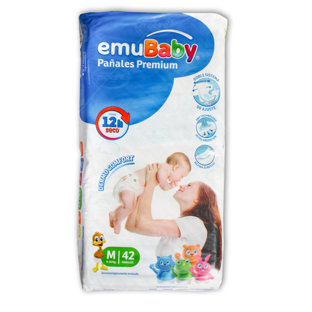 Pañal de bebé Emubaby 9 a 13 kilos, Talla G, 18 unidades